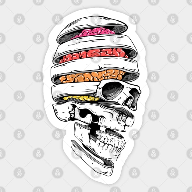 Sliced And Diced, Vibrant Skull Design. Sticker by ForAnyoneWhoCares